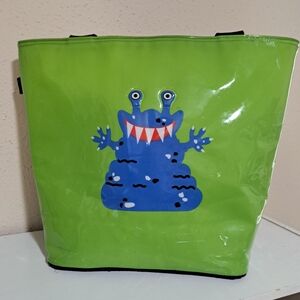 💚Green Insulated Tote Bag with Blue Monster Design💚
